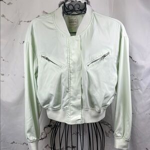 Ashley By 26 International Jacket Mint Green Bomber Lightweight Ribbed Cuffs Hem